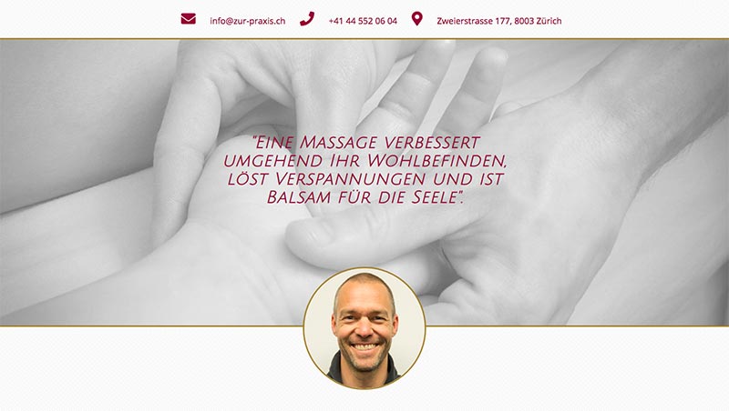 Vorschau der Webseite für Massagepraxen
